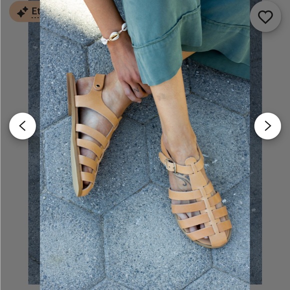 Tan/Peach Leather Fisherman Sandals - Picture 3 of 11